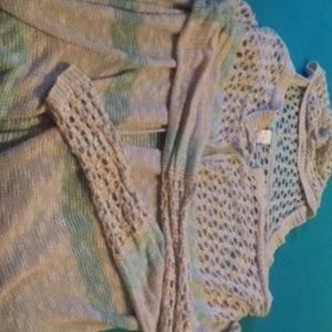 Lightweight Cardigan -Oatmeal and Teal